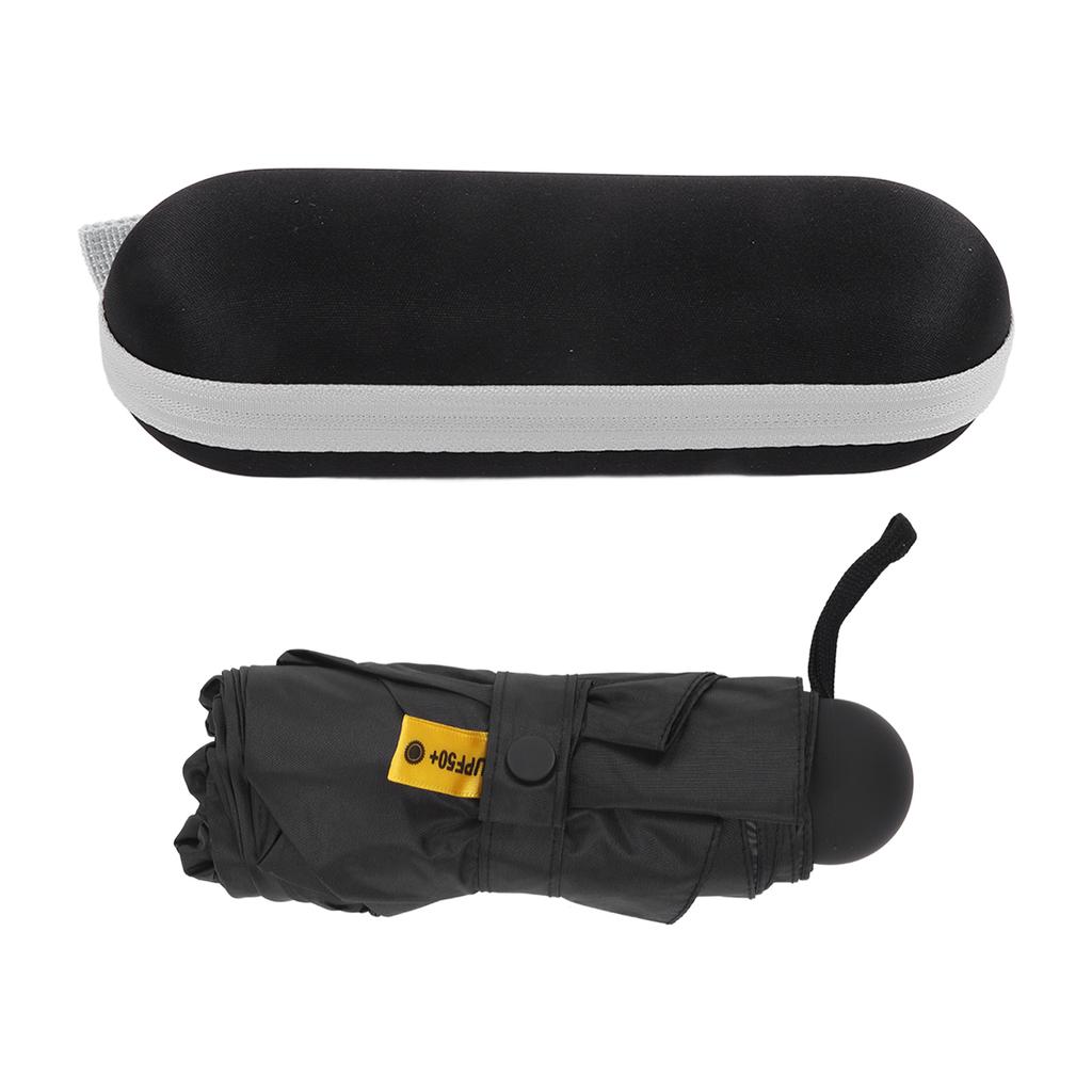 Складной зонт для путешествий, от солнца и дождя, 5 сложений, защита от УФ, подарок, портативный, с коробкой, для мужчин и женщин, черный