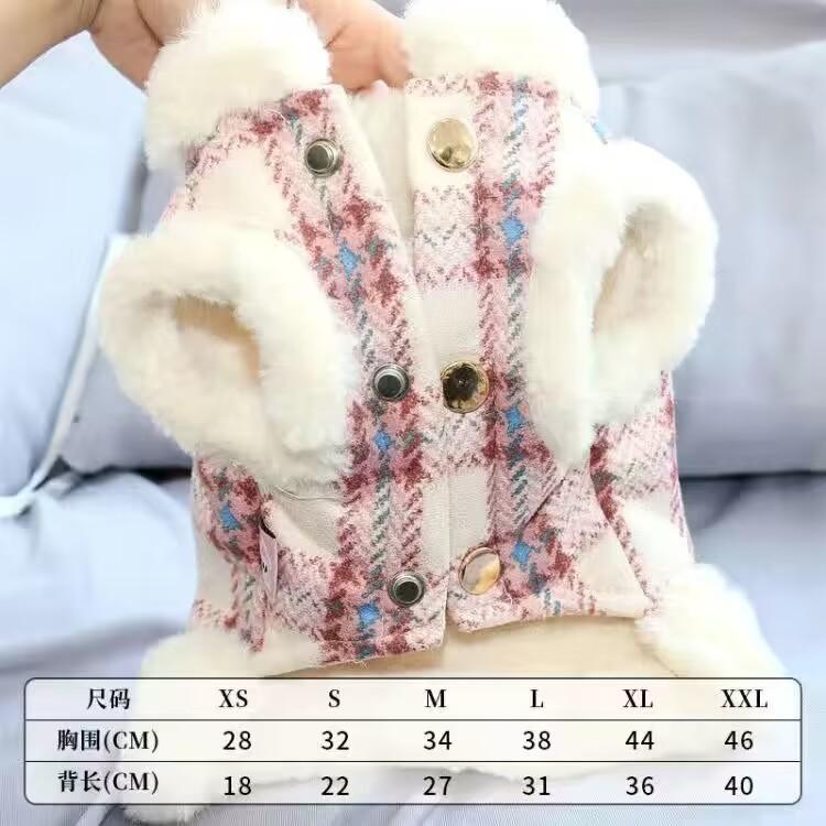 Dog autumn and winter clothes can be towed, warm and velvet vest, teddy bear, small dog winter clothes, cat winter clothes