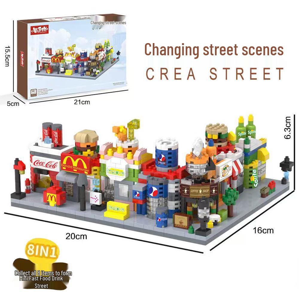 Mini Street Scene Building Blocks: Educational Toy Small Shop Model for Kids