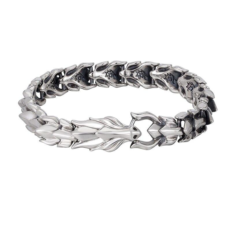 S925 Sterling Silver Jewelry Domineering Faucet Keel Men's Bracelet Domineering Retro Thai Silver Bracelet