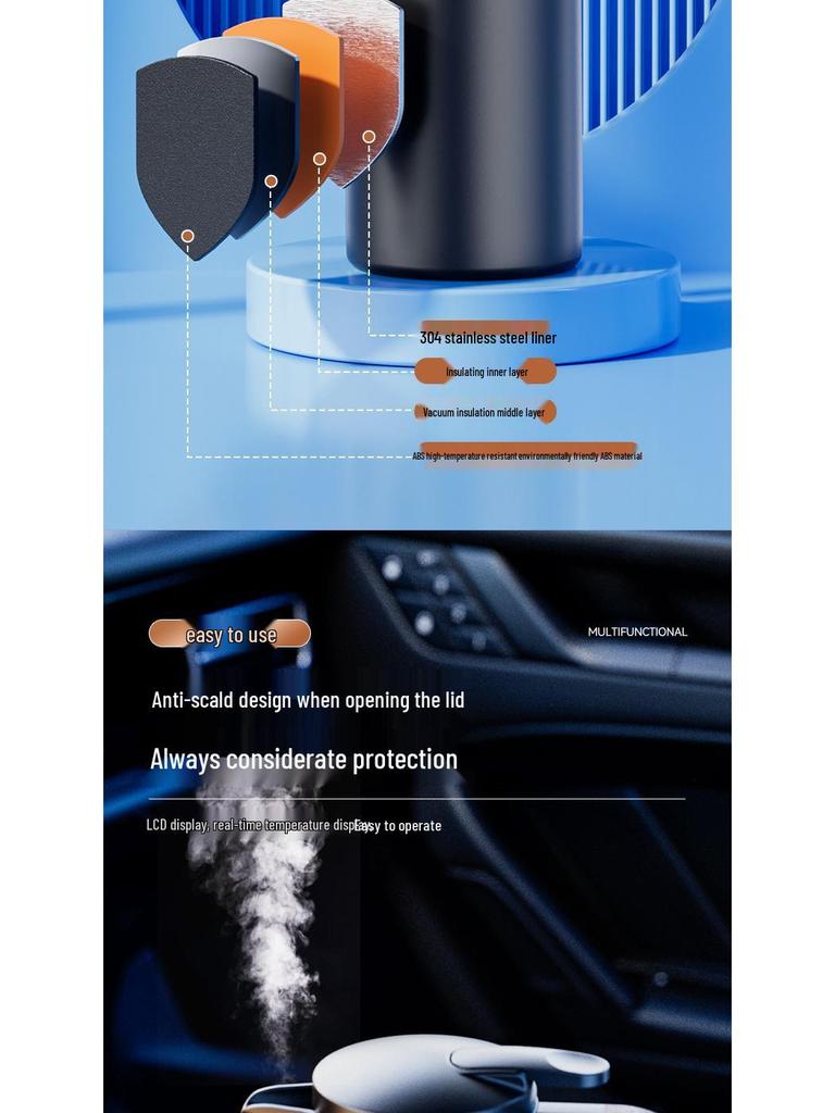 Универсальный умный автомобильный электрочайник - Большая емкость, Быстрое кипячение, Изолированная чашка