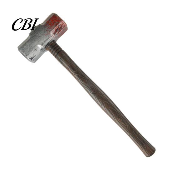 Escape Room Gear Plastic Fake Hammer Prop, Lightweight Sledge for Halloween Costume Role Play Tool Accessory, Spooky Faux Blood Weapon Cosplay, Scary