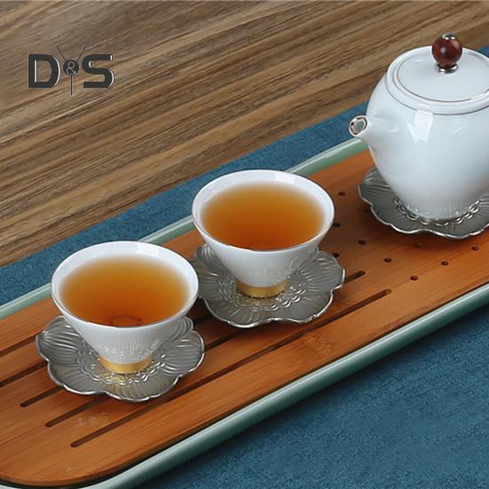 Нескользящий коврик для чашки, хорошая изоляция, форма лотоса, сплав, декор стола, подставка для чая