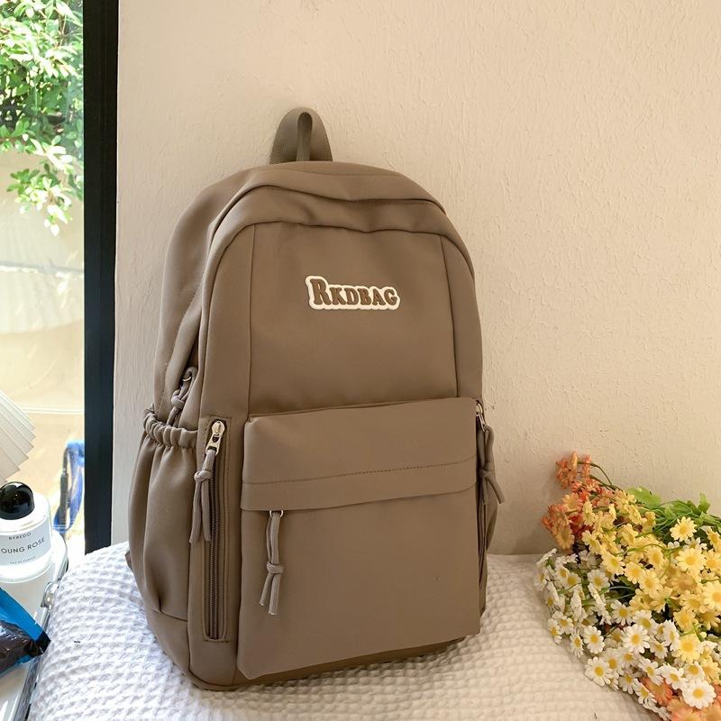 Студенческий однотонный школьный женский рюкзак в студенческом стиле с буквенным принтом, рюкзак большой емкости