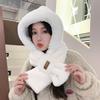 Autumn and winter cute plush scarf thickened integrated scarf hat women's outdoor cycling windproof warm ear hat