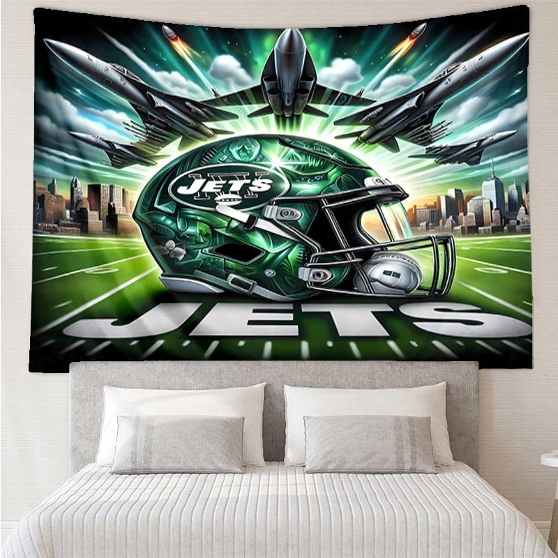 New York Jets logo Tapestry for Bedroom Aesthetic Classroom Tapestries Wall Hanging for Living Room Dorm Office,Ideal Creative Gift