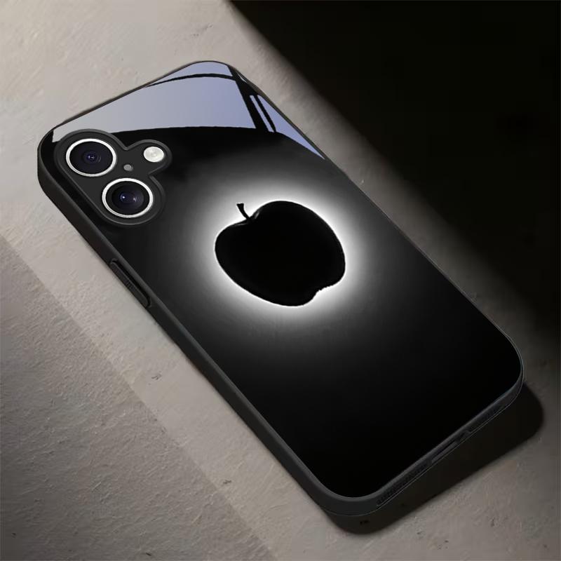 Арт Холодный Ветер Фрукт Черное Стекло Чехол для Телефона Для iPhone 17 Air 16 E 15 Plus 14 Pro Max 13 12 mini 11 7 8 Plus XR X Черная Крышка