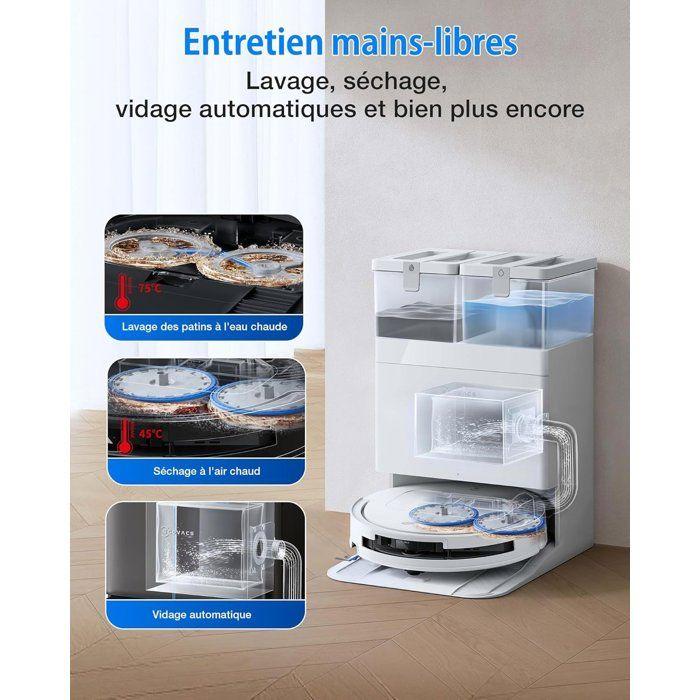 ECOVACS DEEBOT T50 OMNI Gen3 - Aspirateur Robot Laveur - Brosse latérale et Patin Extensibles - 25 000 Pa - Lavage 75 °C - Ultra Fin