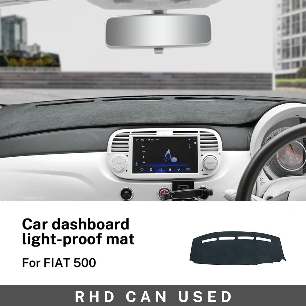 Flannel Dashmat For Fiat 500 2008-2023 Abarth 595 2012 2013-2023 LHD RHD Car Dashboard Sunshade Mat Carpet Pad Accessories