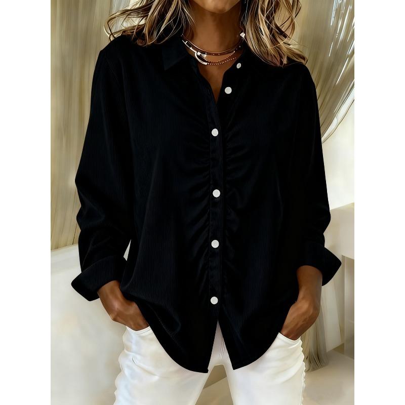 BFCCQB Women's POLO Neck Long Sleeve Autumn Winter Fashion Casual Blouses & Shirts
