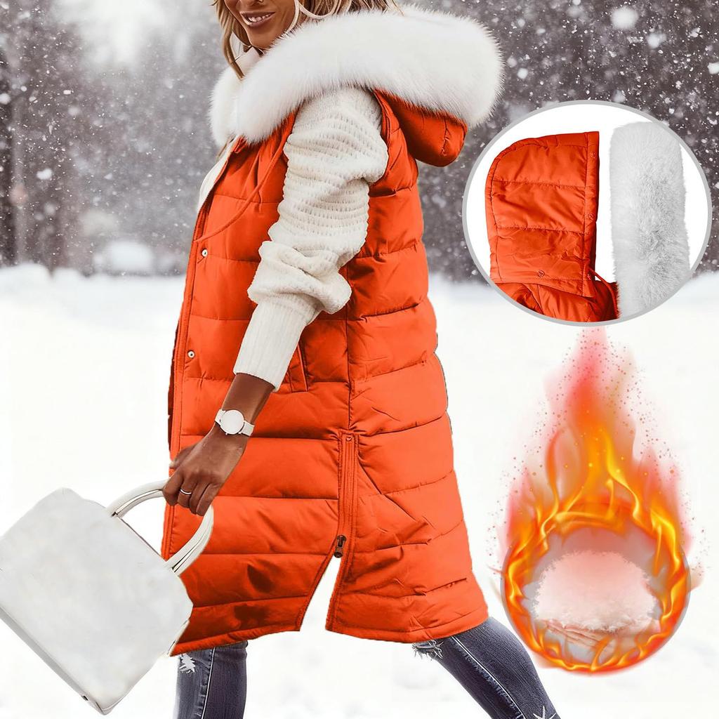 Женский длинный пуховик с капюшоном