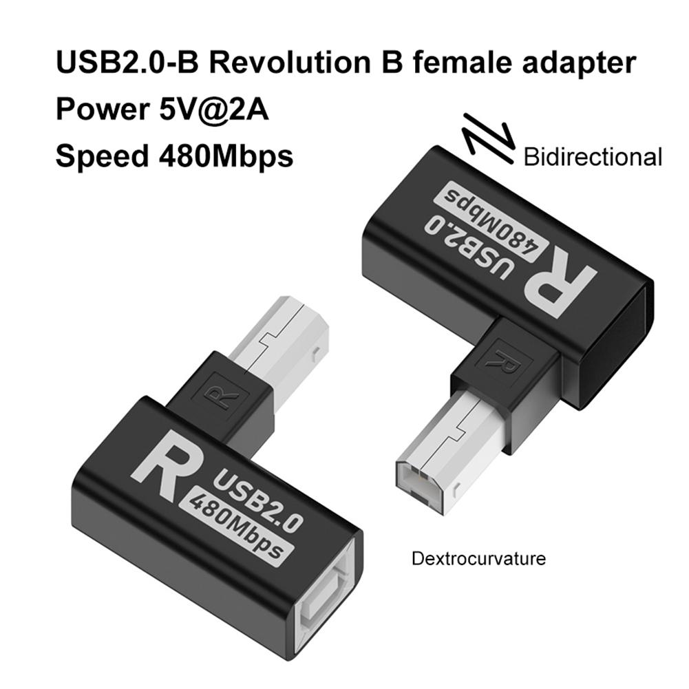 USB 2.0 Type B Printer Adapter 90 Degree USB B Printer Adapter 480Mbps Extension Adapter Male To Female for Printer Scanner HDD