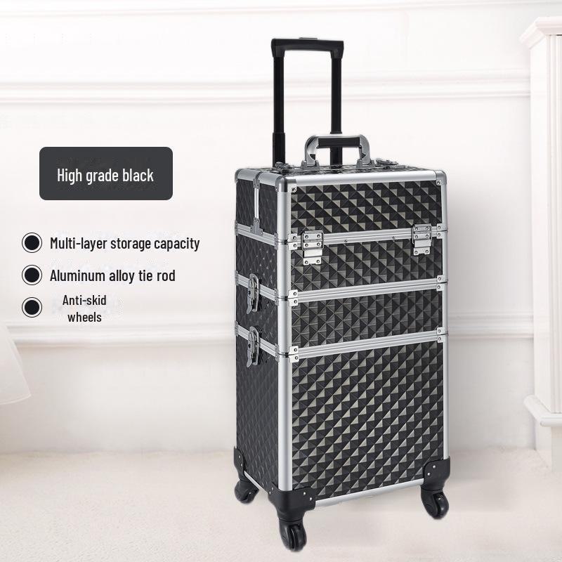 Multifunctional Aluminum Makeup Trolley Case with Large Storage for Artists, Manicure, and Hairdressing
