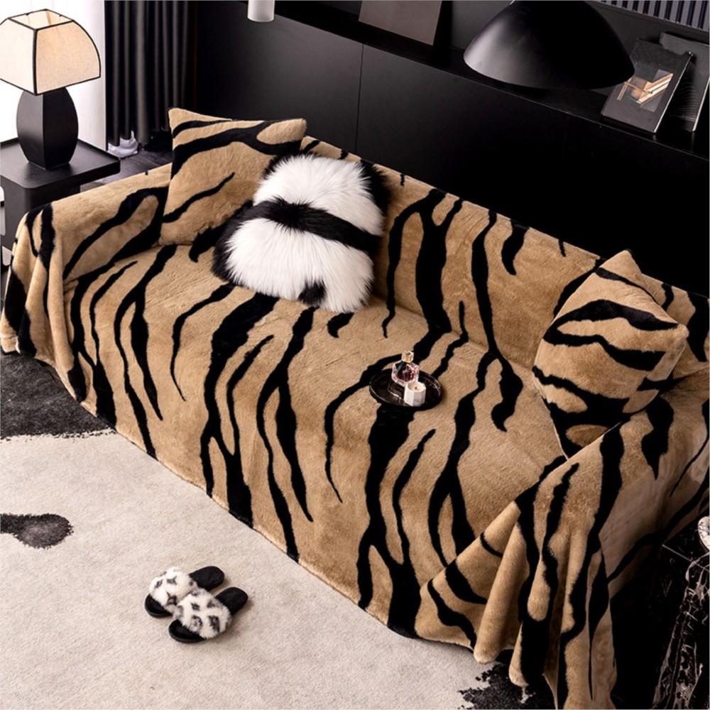 Luxury Leopard Sofa Cover Furry Blanket Plush Universal Couch Towel Sofa Cover Home Decor Blankets For Living Room Bedroom