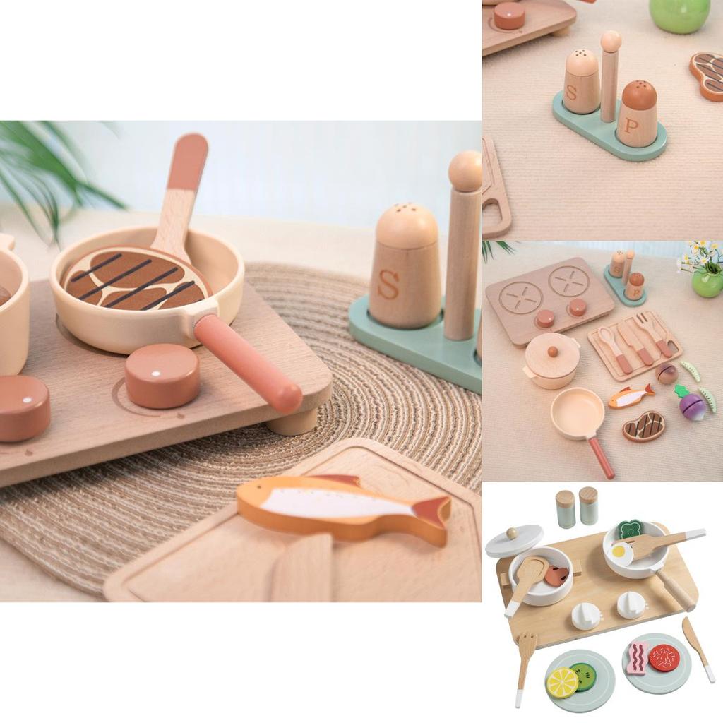 Wooden Simulation Cooking Utensils, Pots, And Children Toy Sets For Sensory And Cognitive Growth