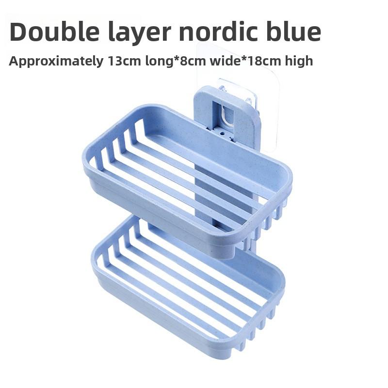 Мыльница без пробивки, Настенная мыльница для слива в ванной, Стеллаж для хранения в ванной, Присоска, Двухъярусная мыльница