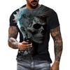 Винтажные футболки для мужчин, модная футболка большого размера с короткими рукавами и рисунком черепа нежити с 3D принтом, мужская повседневная одежда