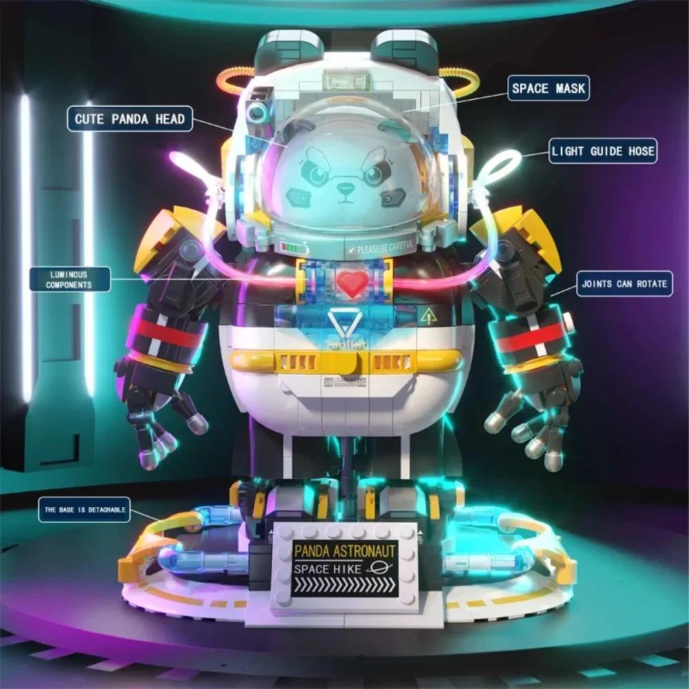 MOC Space Panda Astronaut Figures Building Blocks Half Mecha Astronaut Assembly Model Toys Ornaments Gift for Boys No Box