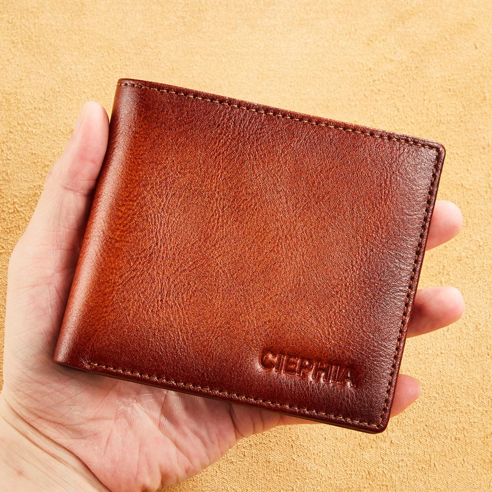 Кошельки из натуральной кожи с RFID-блокировкой для мужчин, винтажный кошелек из натуральной кожи большой емкости с верхним слоем и 2 окнами для удостоверения личности, подарки для него