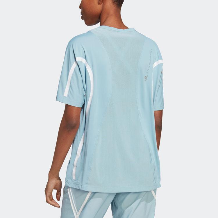 adidas Спортивная футболка X Stella McCartney с круглым вырезом и короткими рукавами, женские топы, серо-синяя IC6015