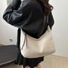Vintage Inspired Large Capacity Tote Bag for Women Casual Solid Color Matte Leather Shoulder & Crossbody Bag