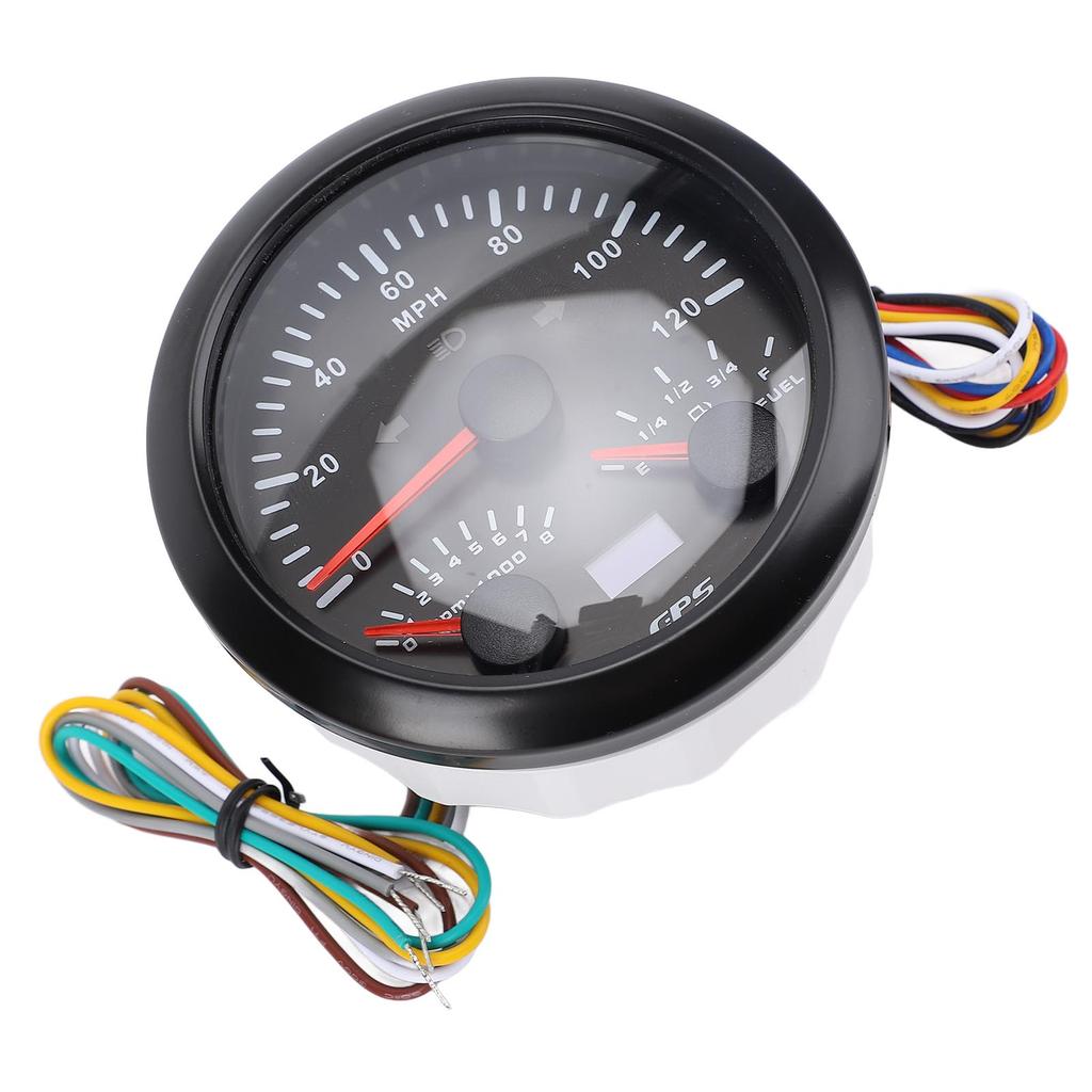 3 in 1 GPS Speedometer Tachometer Fuel Level Gauge with Turn Signal 3 3 8in 120MPH 8000rpm 7 Colors Backlit for RV