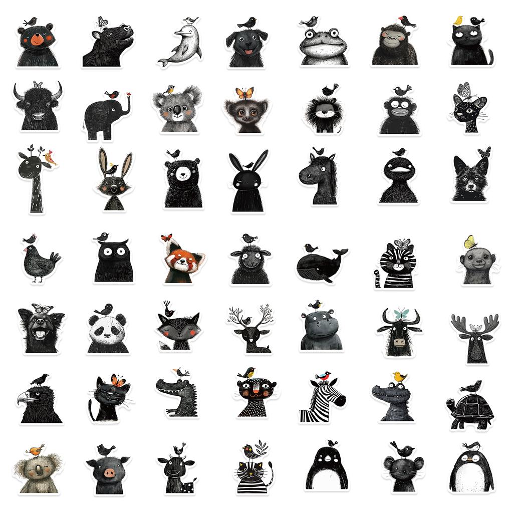 50pcs line Animals Stickers Simple Cartoon Stickers For Laptop Suitcase Skateboard Guitar Cartoon Stickers Kid Gift Toys