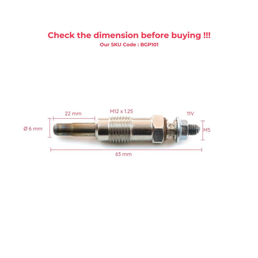 EGP101 1 Piece Glow Plug Auxiliary Heater 11 Volt 96FF6M090AA for Ford Mazda 1.8 Diesel Engine