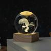 3D Solar System Crystal Ball Night Light with Wooden Base - Luminous Desktop Home Decor & Birthday Gift