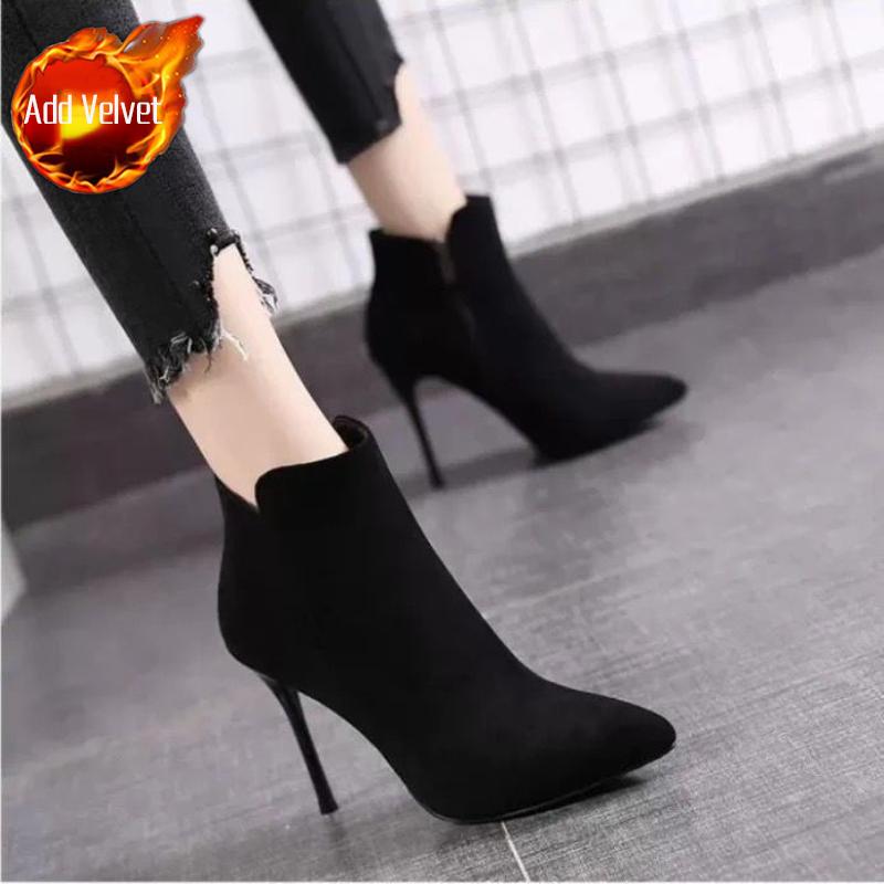 Короткие туфли для женщин, женские ботильоны, обувь на очень высоком каблуке, остроносые розовые замшевые ботильоны на каблуке, сексуальные, шикарные и элегантные