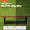 Outdoor Bench 63 in Wood Garden Bench Metal Leg Park Patio Dining Bench