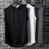 Men's Summer Slim Hooded Sleeveless T-Shirt - Solid Color, Trendy Style