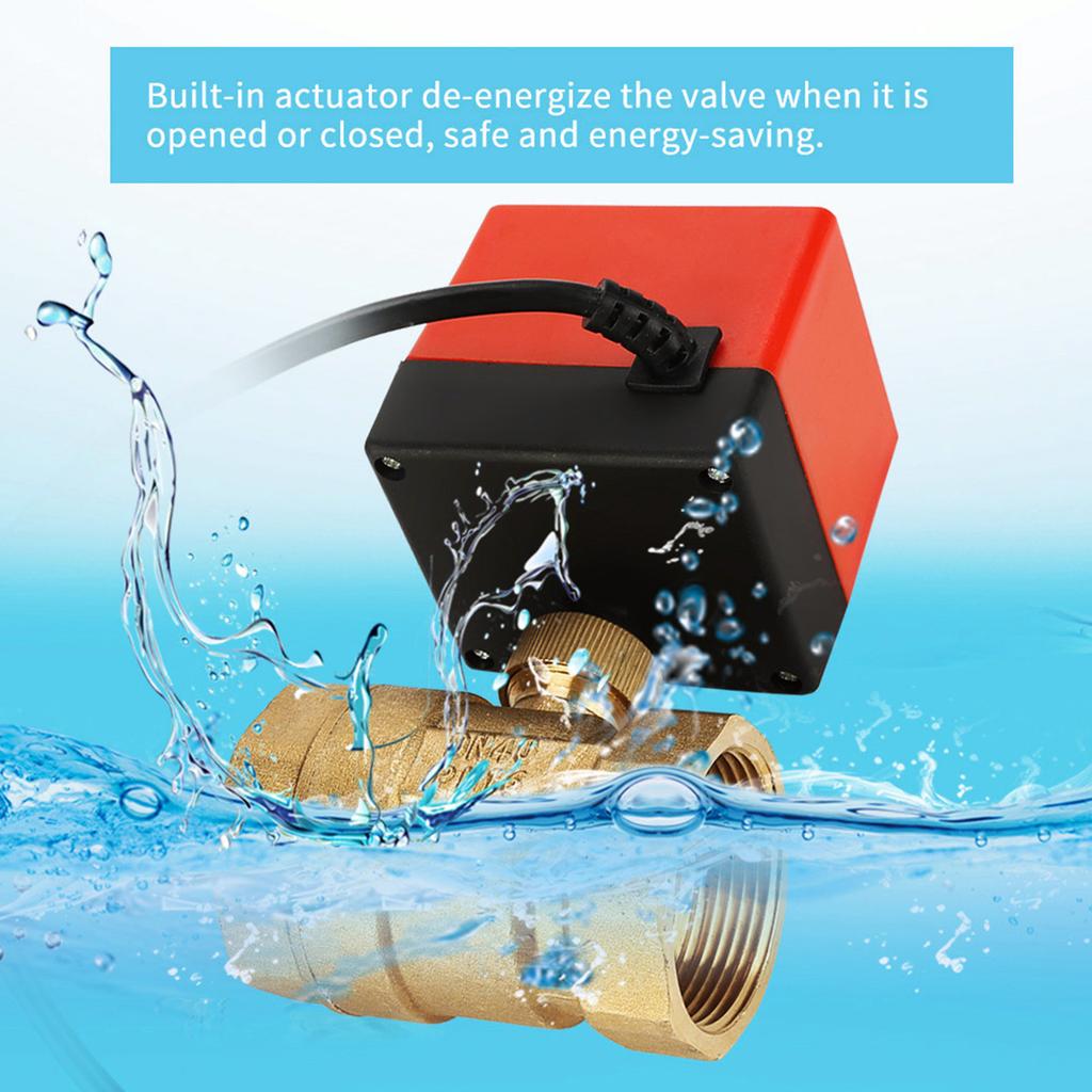 Brass Motorized Valve, 2 Way, 3 Wire, 24V, for Conditioner, Fan Coil, Water Control System, Note for DN40 Valve