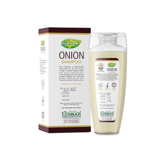 Girnar Onion Shampoo | Шампунь для роста и контроля выпадения волос | Обогащен луковым маслом и витамином Е | 100 мл