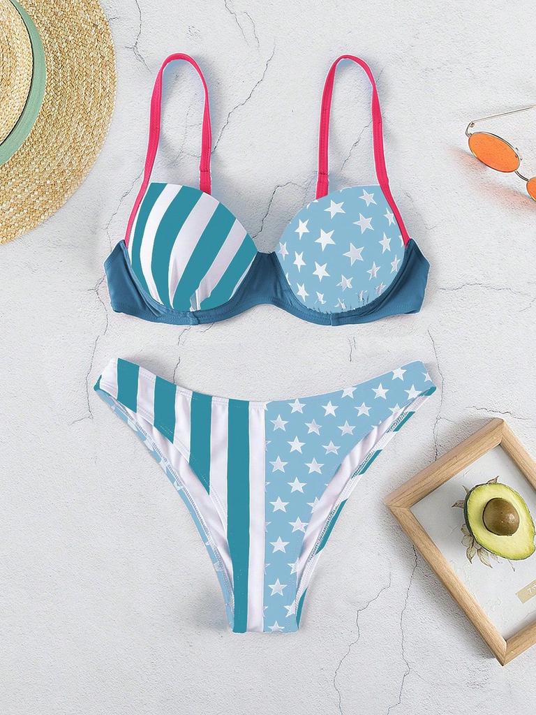 1011 new bikini European and American high-waisted split swimsuit sexy bikini steel tray gathering swimsuit