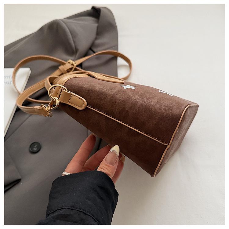 2025 Осень/Зима Ретро Леопардовый Принт Женская Универсальная Сумка-Ведро - Простая Повседневная Сумка Кроссбоди и На Плечо