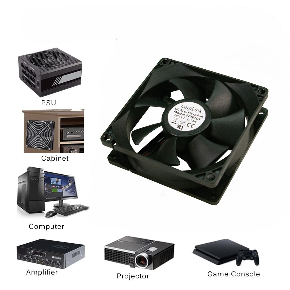 PC case fan 120x120 mm LogiLink quiet 24 dB 32 CFM power supply 5.25" Y-cable 12V DC black