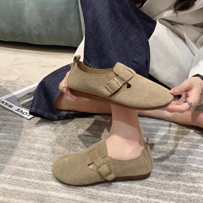 2024 новые женские туфли Sen series хаки плоские туфли французские ретро-тонкие туфли Lefu туфли бокен матовые осень и зима