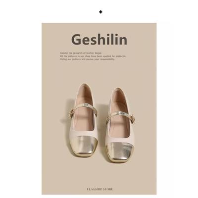 Версия из овчины~ Кожаные туфли Мэри Джейн 2025 лето новая расцветка Xiaoxiangfeng на плоской подошве одинарные туфли французские туфли с открытым верхом