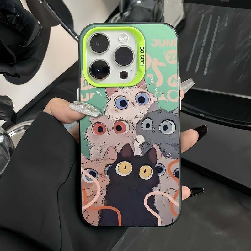 Big Eye Meow совместим с iPhone 14 Pro, Чехол для телефона Cartoon 16 Pro Max, iPhone 15 Милый 13 Pro нишевый 12