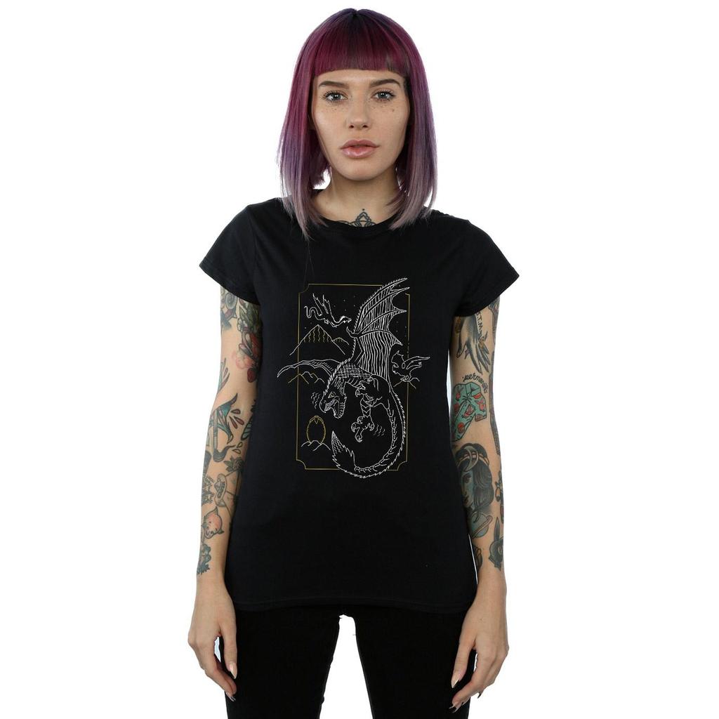 Harry Potter Womens/Ladies Dragon Line Art Cotton T-Shirt