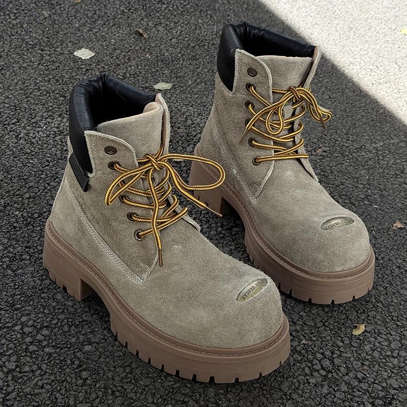 Мужские и женские резиновые ботинки, пара, на толстой подошве, увеличивающие рост, в британском стиле, повседневные, с большим носком, ботинки Мартина 43156-44156-J