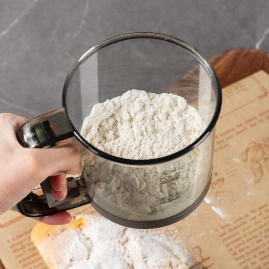 Yousheng 250 мл пластиковый стаканчик сито для муки с мелкой сеткой, простое в использовании, чистое, ручное, многофункциональное, компактное сито для муки
