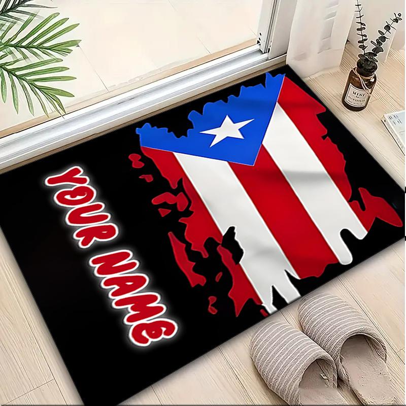 1PC Custom Name Puerto Rican Pride Theme Floor Mat Ideal for Living Room, Game Rooms, Office, Bedroom,Floor Mat Playful Design