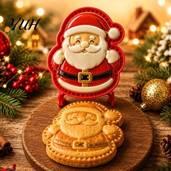 DIY Mini Pie Molds for Parties Christmas Mold, 3D Relief Embossed Hand Baking Holiday Pressed Dough Stamps Reusable Press Mold Party Festive