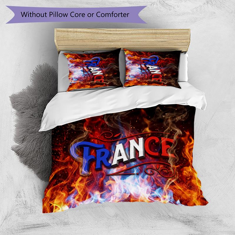 France Football Printed Bedding 3 Piece Set Cozy Breathable Bed Cover Set as Housewarming Holiday Gift