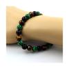 Stones and Minerals. Tiger Eye + Black Agate + Malachite 8 Mm Pearl Bracelet. Made In France.