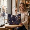 Elegant Floral Moon Tote Bag Large Capacity Casual Portable Shoulder Bag for Daily Use