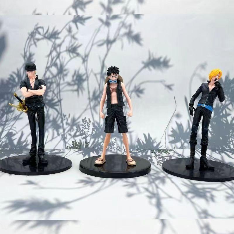 One Piece Модель ручной работы Золотой город Версия из фильма Черная одежда Команда Соломенной шляпы 9 Полный набор Луффи Зоро Аниме Фигурки ПВХ Материал