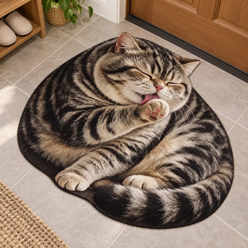 Absorbent Bedroom Floor Mat Non Slip Animal Bathroom Rug 3D Cat Print Doormat Entryway Decor